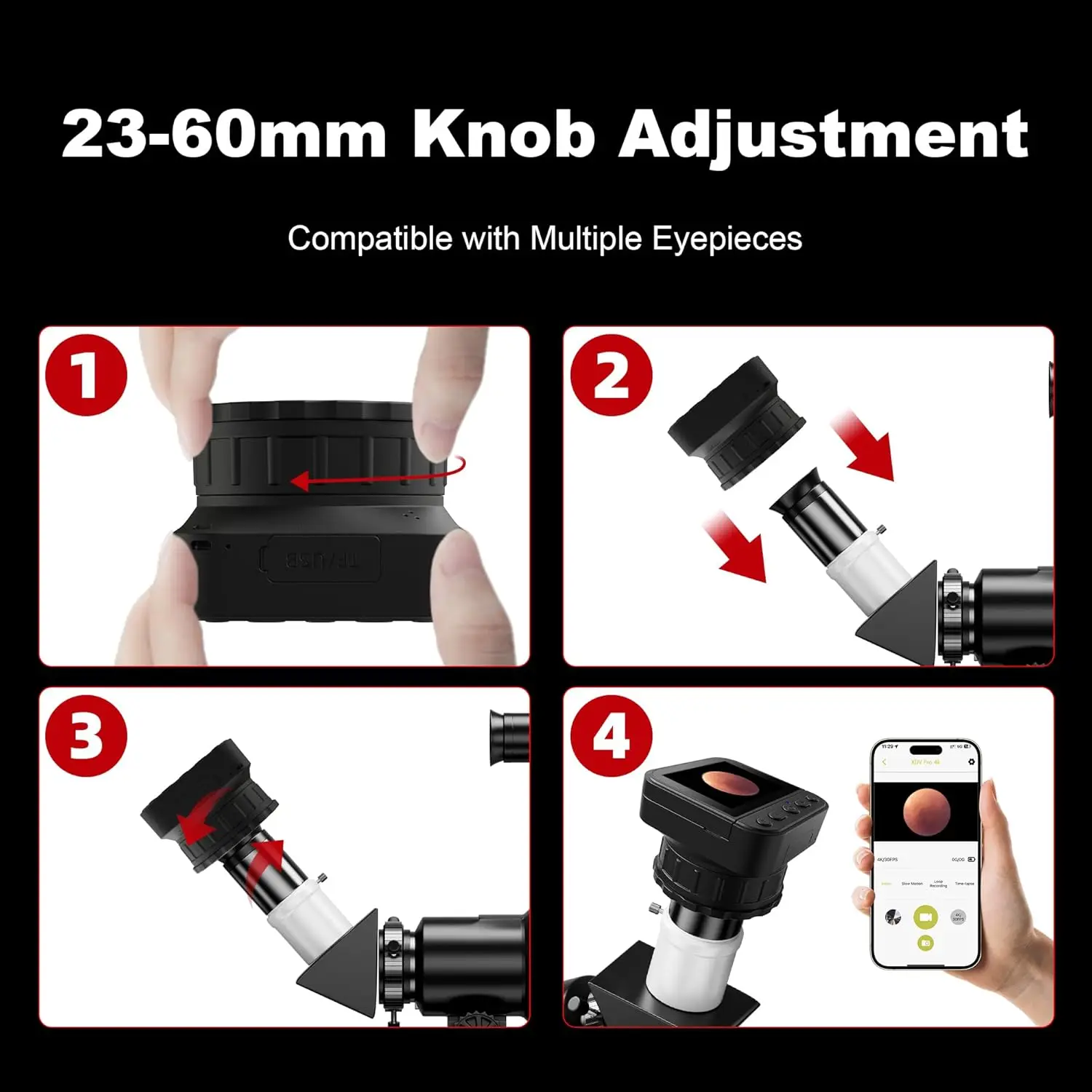64MP 4K HD Eyepiece Camera for Birdwatching Hummingbird Astronomical Telescope with Video Camera with APP WIFI image 6