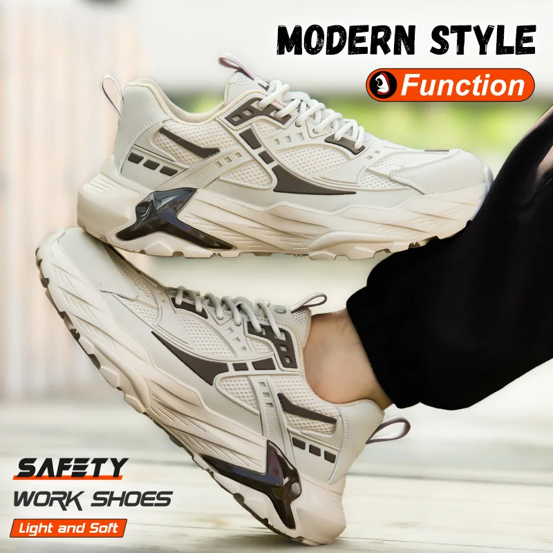 LEIANDUN Lightweight Men's Work Safety Shoes Protective Breathable Sneakers Anti-Puncture Comfortable Work Footwear for Men