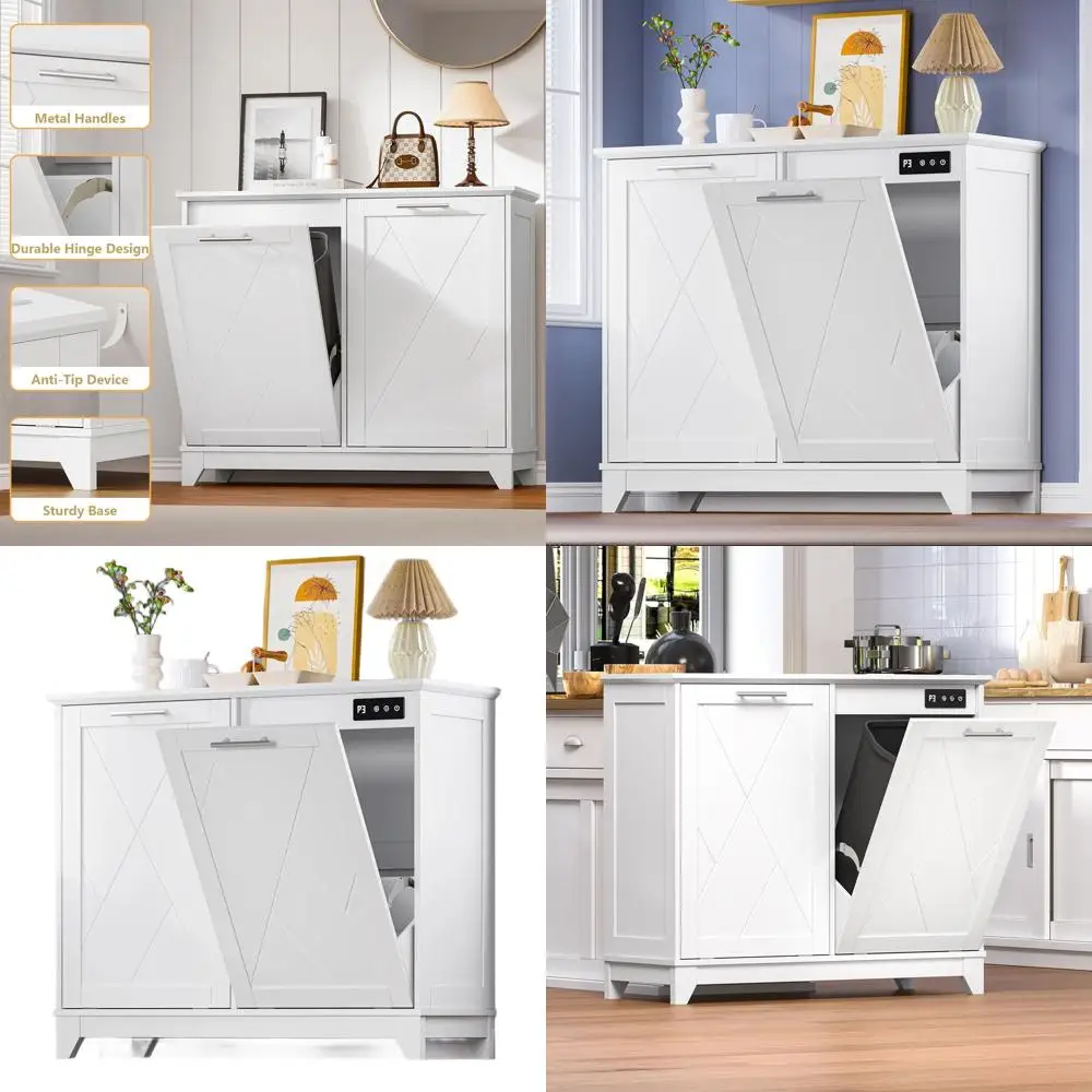 

Двухсекционный шкаф для мусора и вторсырья с системой контроля запаха и технологией отрицательных ионов для кухни, ванной комнаты или прачечной