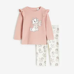 Pink Base Shirt Solid Color Leggings Thin Home Clothes Set For Baby Girls Cute Long Sleeve Tops Pants 2 Piece Suit Kids Clothes