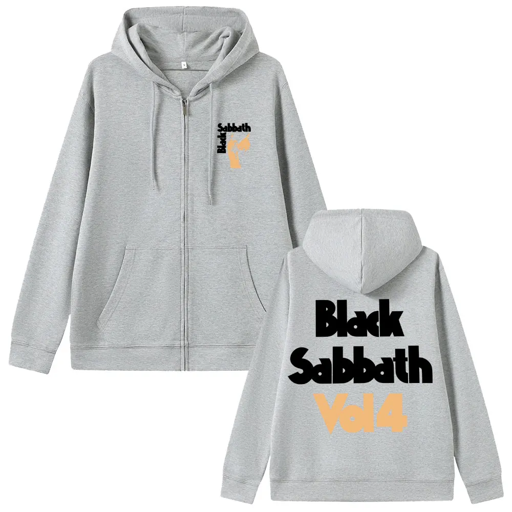 Black Sabbath Ozzy Osbourne Vol 4 Album Zipper Hoodie Men Women Heavy Metal Rock Band Coat Man Vintage Oversized Zip Up Jacket