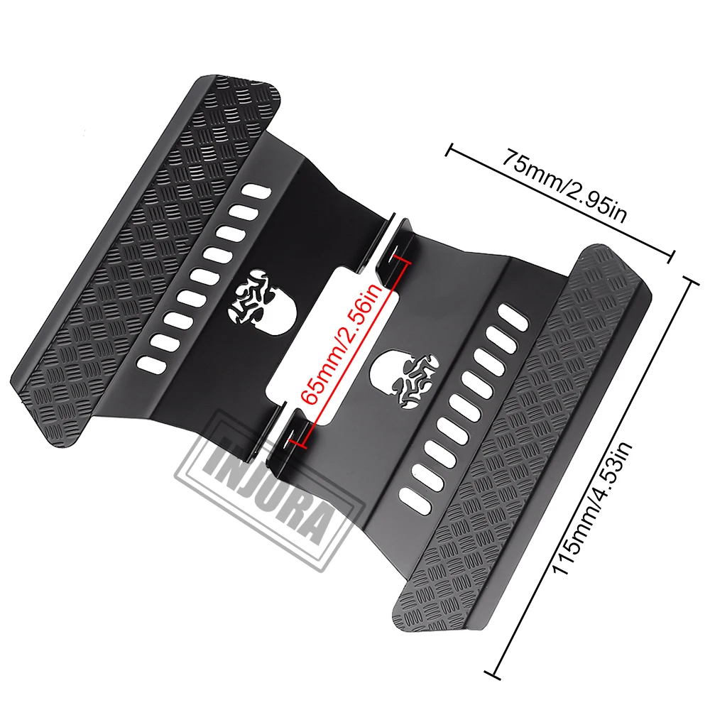 INJORA 2Pcs RC Car Metal Side Pedal Skull Pattern Rock Sliders for 1/10 RC Crawler Car Axial SCX10 Upgrade Parts