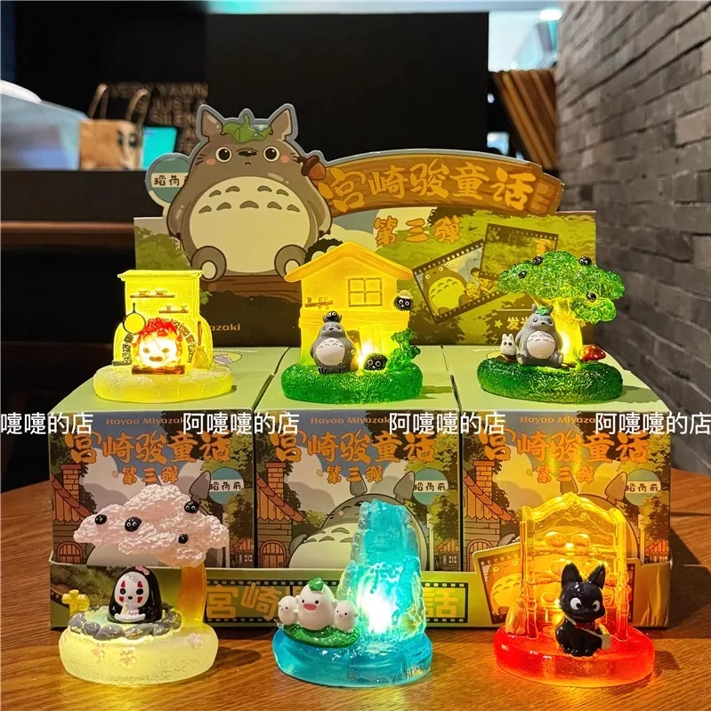 Original Hayao Miyazaki Fairy Tale Blind Box Glowing Ornament Cartoon Creative Trendy Play Home Furnishings Surprise Xmas Gifts