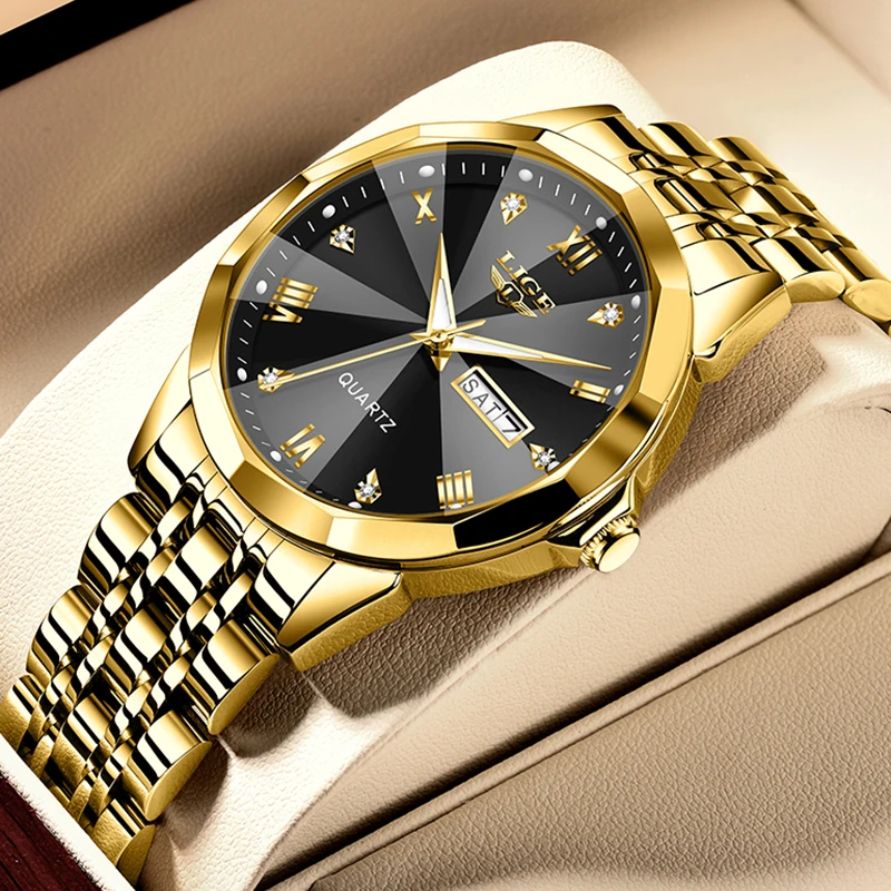 LIGE Fashion Women's Quartz WristWatches Top Brand Luxury Elegant Date Week Watch Women Simple Waterproof Watch Gift For Women