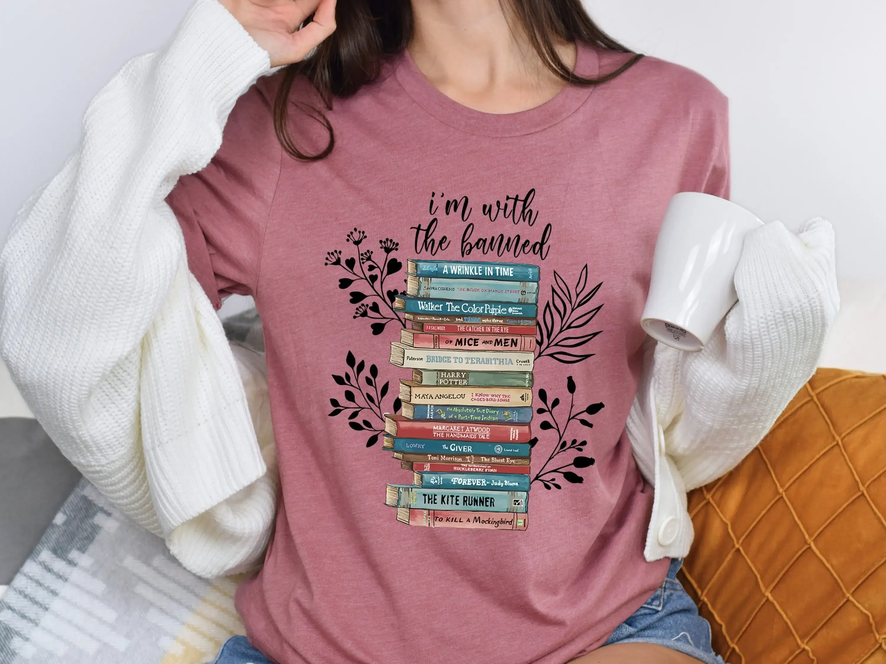 I m With The Banned T Shirt Reading Teacher Bookish Books Sweater For Bookworms Week Librarian