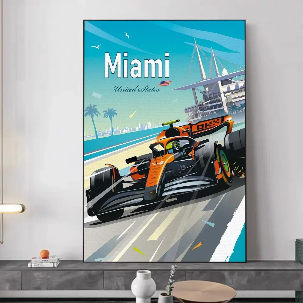 MiaMi F1 مدينة النيون المائية سباق الملصقات خمر لزجة خمر غرفة المنزل بار مقهى ديكور Kawaii غرفة ديكور #6