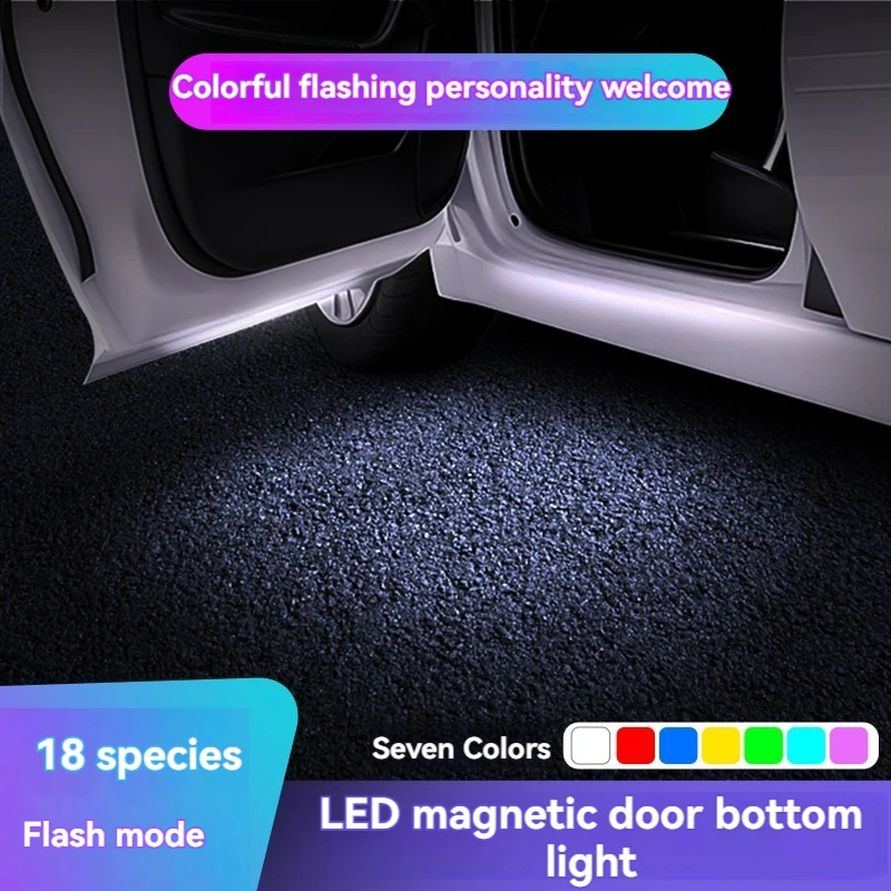 LED Car Welcome Door Lights Magnetic RGB Cars Atmosphere Warning Light Rechargeable Wireless Doors Step Courtesy Opening Lamps