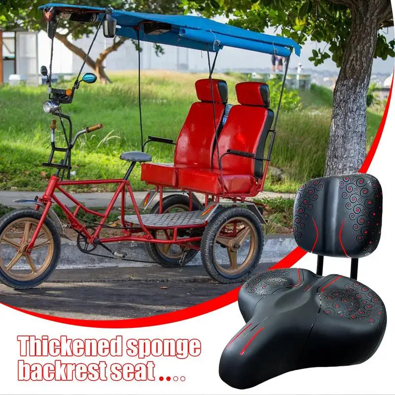 Cycling Seat With Backrest Cycling Saddle Comfort Seat PU Leather Seat Cushion Wide Cycling Seat With Back Support For Electric