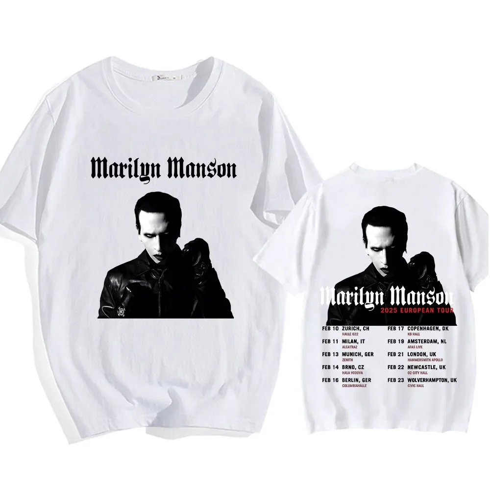 

Marilyn Manson One Assassination Under God T-shirt 2025 European Tour Print Men's and Women's Cotton Short Sleeve T-shirt