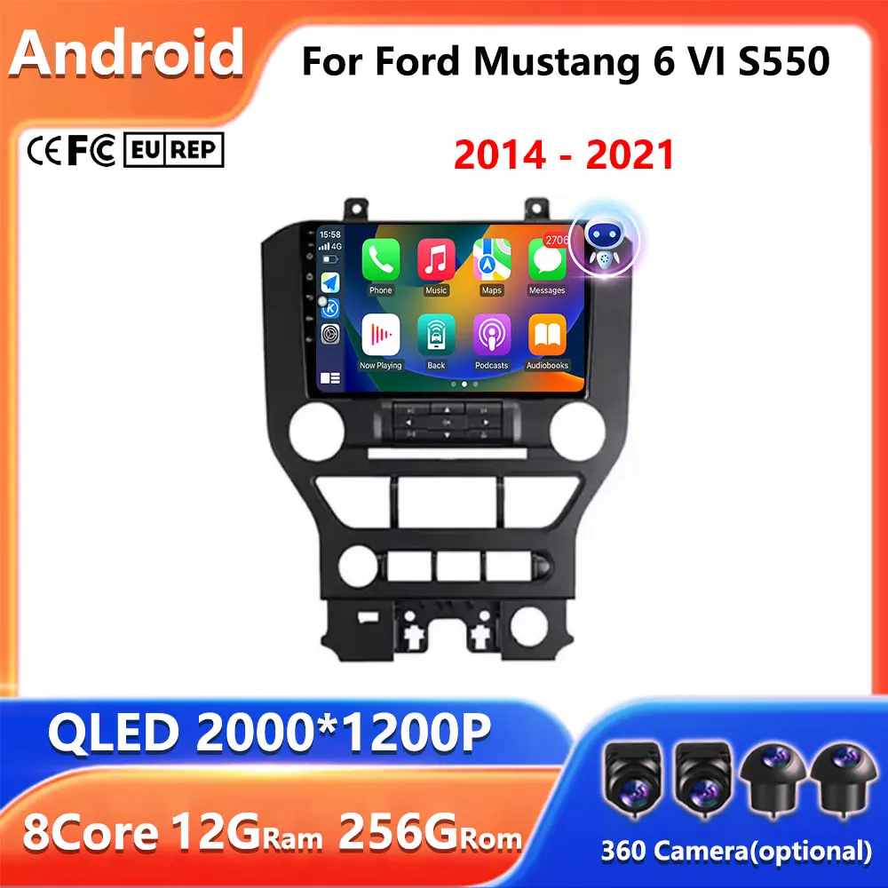 

9-дюймовый навигационный GPS 4G WIFI BT DSP Android Auto Carplay для Ford Mustang 6 VI S550 2014-2021 Автомобильный радиоприемник Мультимедийный видеоплеер