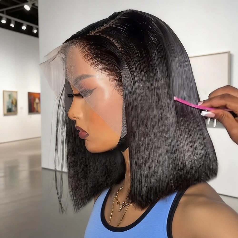 

Черные парики-каре из натуральных волос, 100% черные парики-каре с кружевной передней частью 13x4, 13x6, безклеевые кружевные парики, парики с закрытием 7x5, натуральные перуанские черные парики для женщин