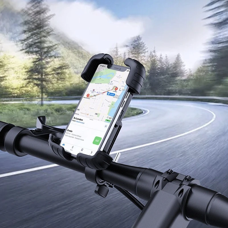 Shockproof Motorcycle Phone Stand, Shockproof Navigation Stand, Vista de 360 graus, bicicleta elétrica, Mountain Bike