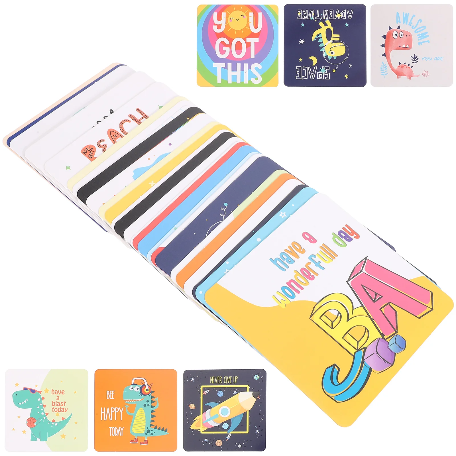 60 Pcs Cute Encouragement Note Card Kids Games Cards Paper Positive Child Lunchbox