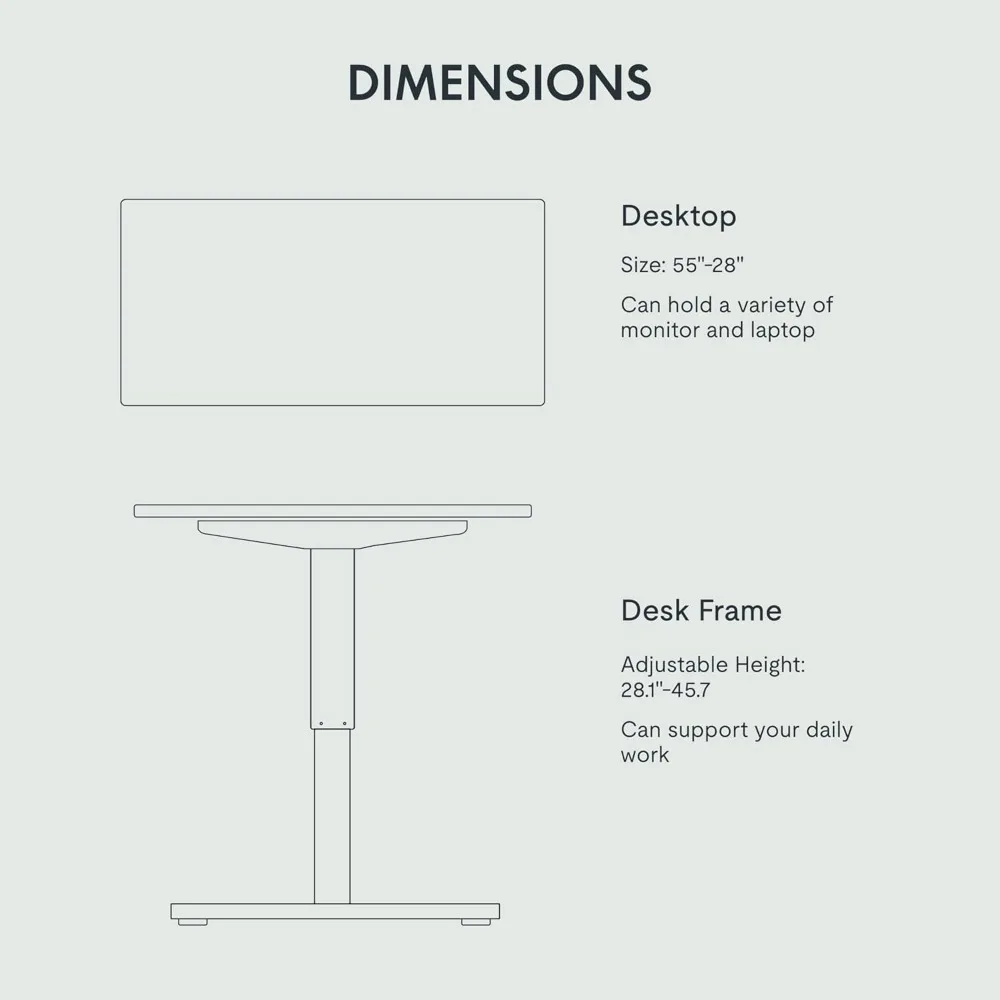 FLEXISPOT-Bureau debout toute pièce EN1, poste de travail, bureau à domicile, ordinateur recommandé, réglable, 55x28, amaran