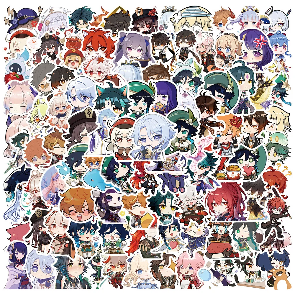 10/30/50/100pcs Cute Anime Game Genshin Impact Stickers Decal Luggage Laptop Motorcycle Car Graffiti Waterproof Sticker Kids Toy