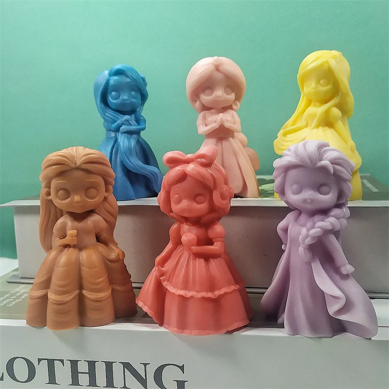 D166-171 Silicone Mold For Wedding Festive Candle Mold Cute Princess Series Soap Plaster Molud Aromatherapy Wedding Gift Making