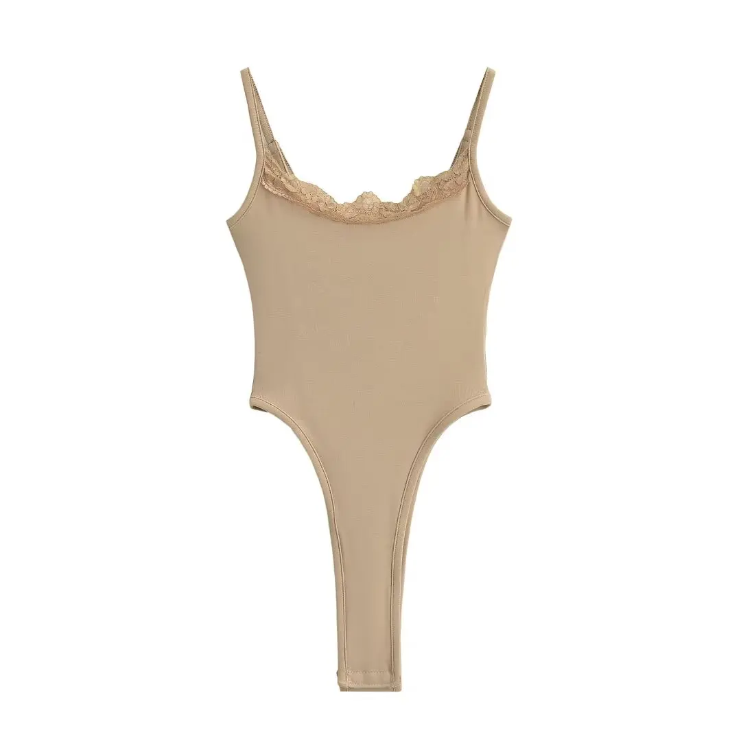 เสื้อชั้นในลูกไม้ Street Sle สำหรับผู้หญิง ทรงเข้ารูป เอวสูง หรือเสื้อท่อนบนแบบเซ็กซี่สำหรับฤดูร้อน ดีไซน์ผ่าข้าง