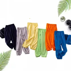 2025 Summer Children's Mosquito Pants Boys Girls Bamboo Cotton Trousers for Kids Air-conditioned Home Sleepwear Baby Leggings
