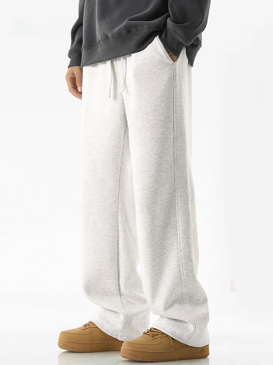 

American Sle Heavyweight Quali Cotton ey Sweatpants Men Autumn Winter Basic Match Pure Color Straight Leg Pants