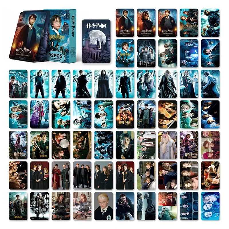 60+32Pcs/Set HP Photo Card Potter Sticker Movie Character LOMO Card Fans Collect Postcards