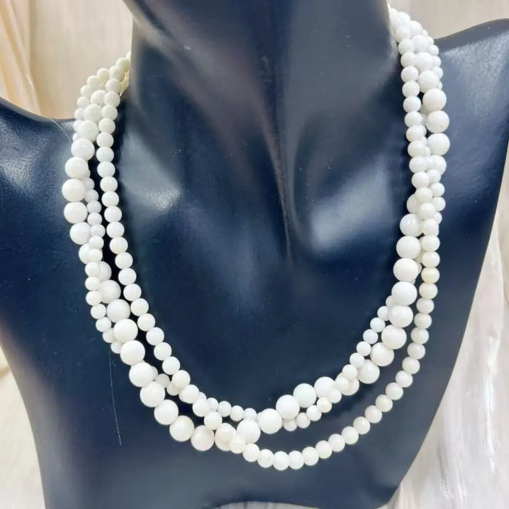 

4-7mm White Round Natural Sea Bamboo Coral Loose Small Beads Women Men Jewelry Gift Chokers Necklace 17-20inch