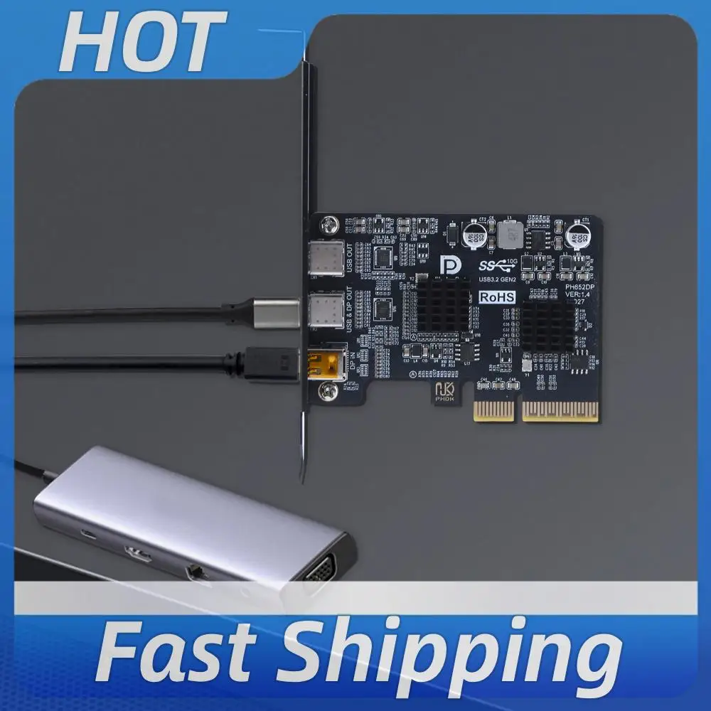 

Type-C Expansion Card ASM3142 Controller USB 3.1 10Gbps Gen 2 Expand Card Riser DP 4K Video Adapter Converter for Desktop