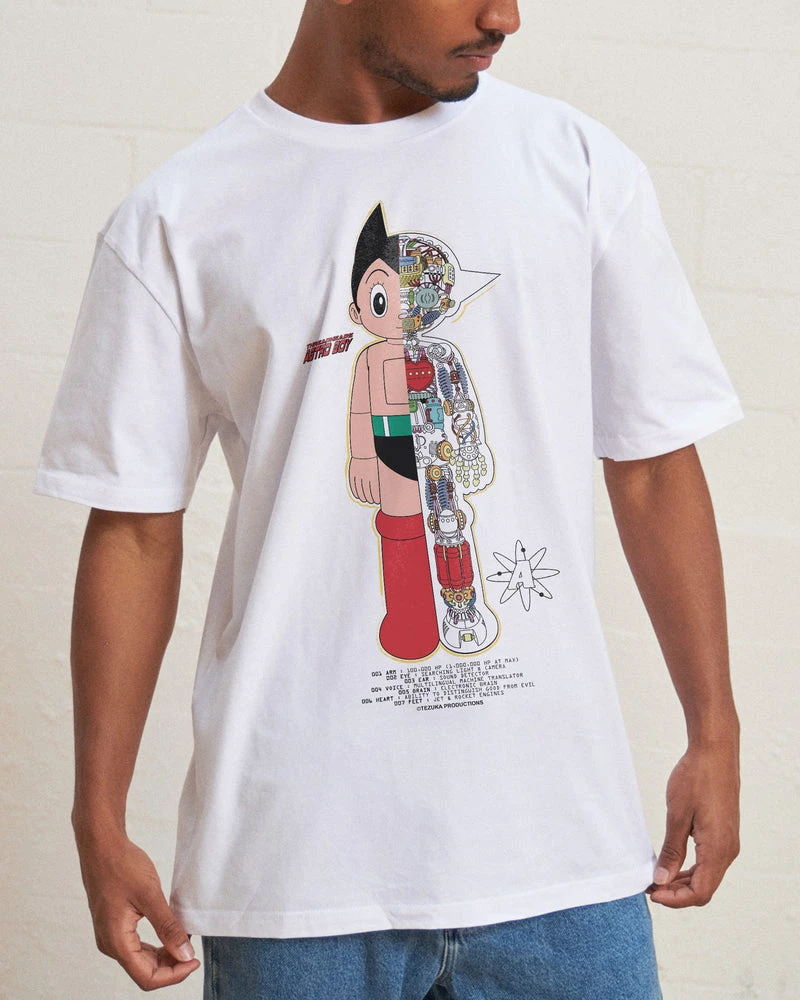 Astro Boy Half Robot T-Shirt Graphic Cotton Tee Printing High-end Luxury Unisex Style Both of Men and Women