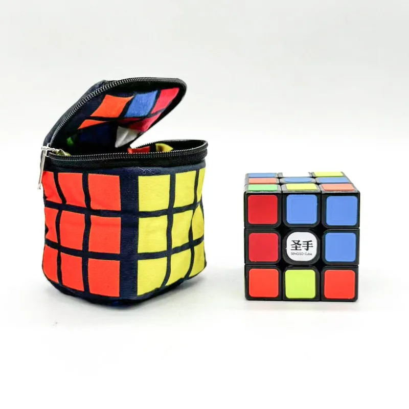 Magic Cube Storage Bag Pendant Accessories Toy Reversible Rainbow-colored Pattern Twisty Puzzles Bags for Children Gifts