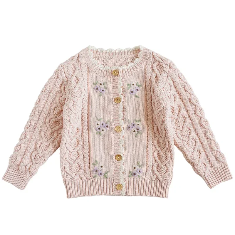 2024 Baby Cardigan Sweater Spring Baby Sweater Baby Girl Boy Clothes Hand-embroidered Cartoon Rabbit Clothing Autumn Infant Coat