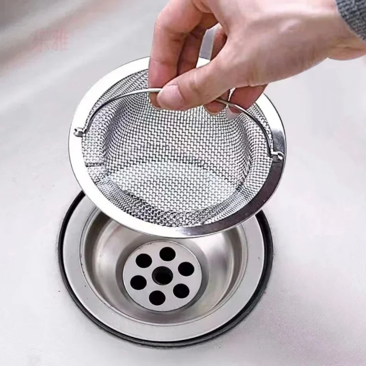 Kitchen Sink Drain Stainless Steel Sink Filter with Handle Anti Clogging Thickened for Kitchen Drainage Screen Sink Accessories