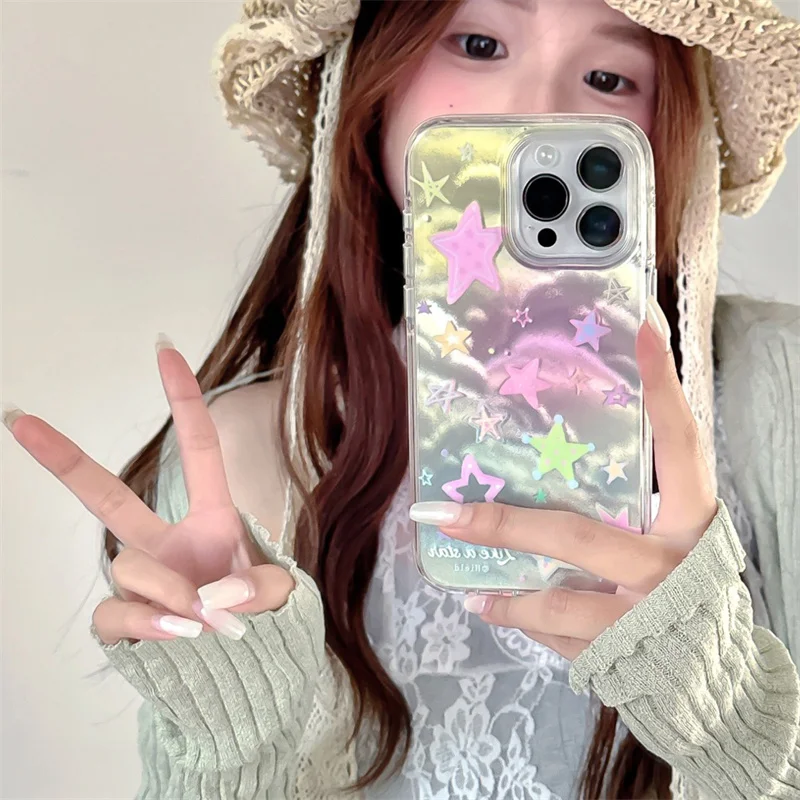 Чехол для телефона Halo-dyeing Cloud Layers Star для iPhone 16 Pro 15 14 13 12 Pro Max, силиконовый противоударный чехол 15 Pro Cute Funda