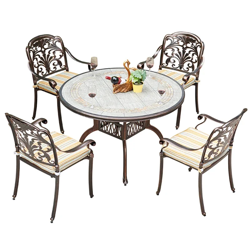 

Outdoor tables and chairs courtyard outdoor table terrace open-air European three-piece set wrought iron tables and chairs cast