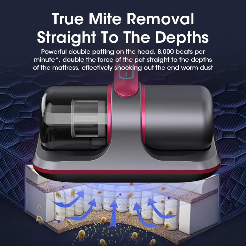 Aspirapolvere per materassi UV strumento per la rimozione degli acari 12KPA aspirapolvere portatile per materasso divano filtro staccabile