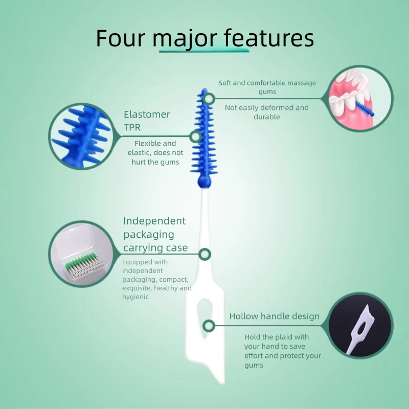 240 개/상자 치간 칫솔 부드러운 고무 치아 청소 도구 치아 사이의 치과 청소 칫솔 구강 위생 관리 도구