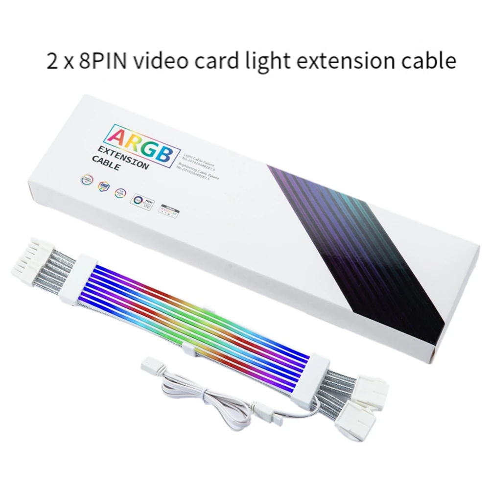 Hot-ARGB PSU Cables 2X8pin PCIE ARGB PSU Cables Soft Silicone Bendable For Gaming PC Build
