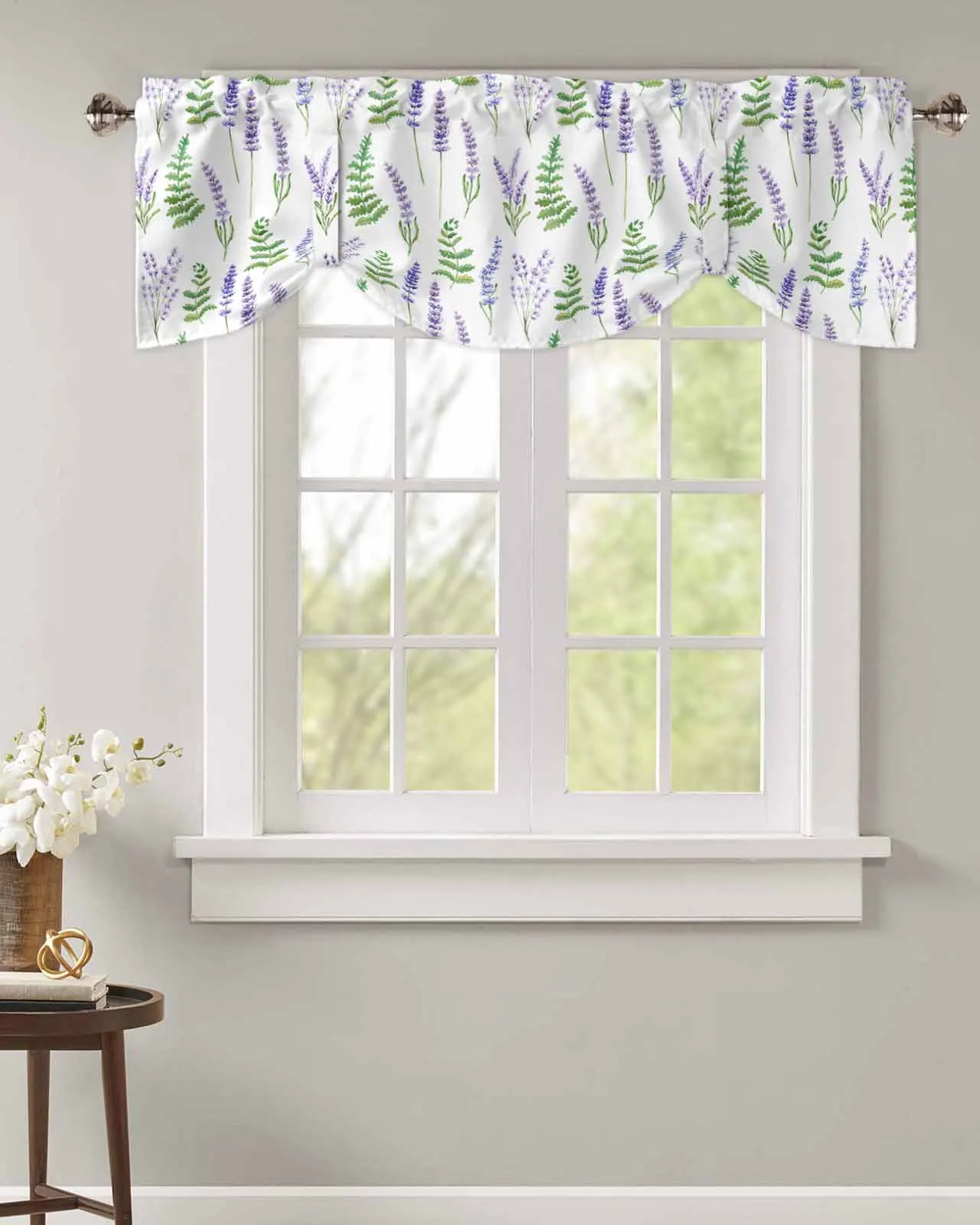 Lavender Texture Window Curtain Living Room Kitchen Cabinet Tie-up Valance Curtain Rod Pocket Valance