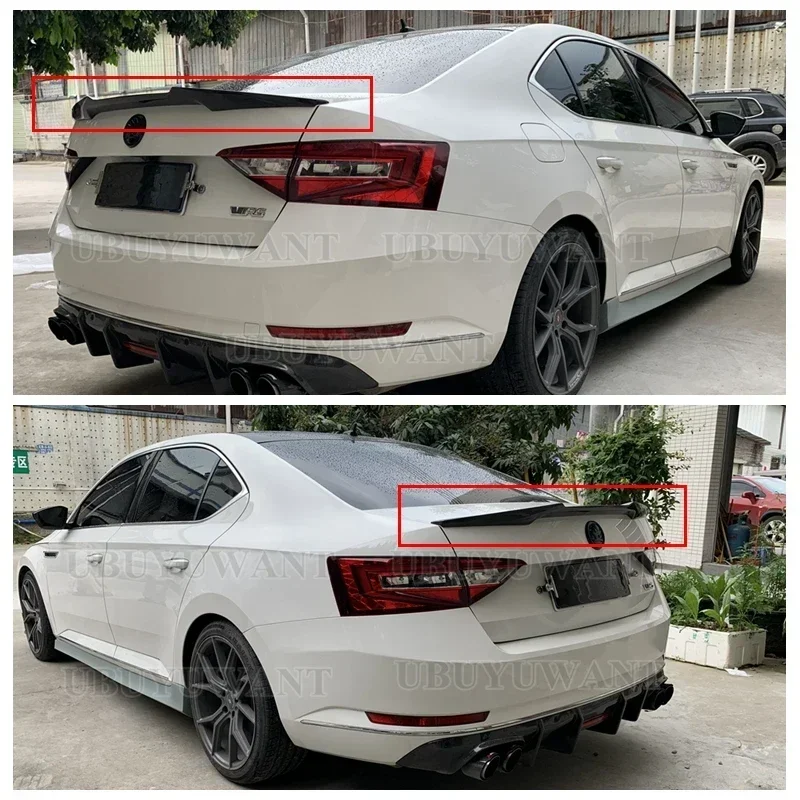 

For Skoda Superb 2015 2016 2017 2018 2019 CARBON FIBER Tail Trunk Boot Lip Wing Rear Spoiler Decoration Car Accessories
