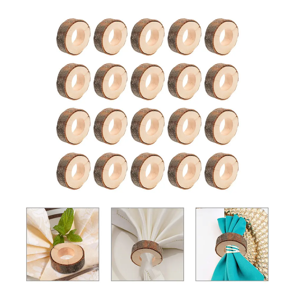 

20Pcs Wooden Napkin Rings Farmhouse Rustic Napkin Holders Lightweight Decorative Rings for Weddings Christmas Banquets