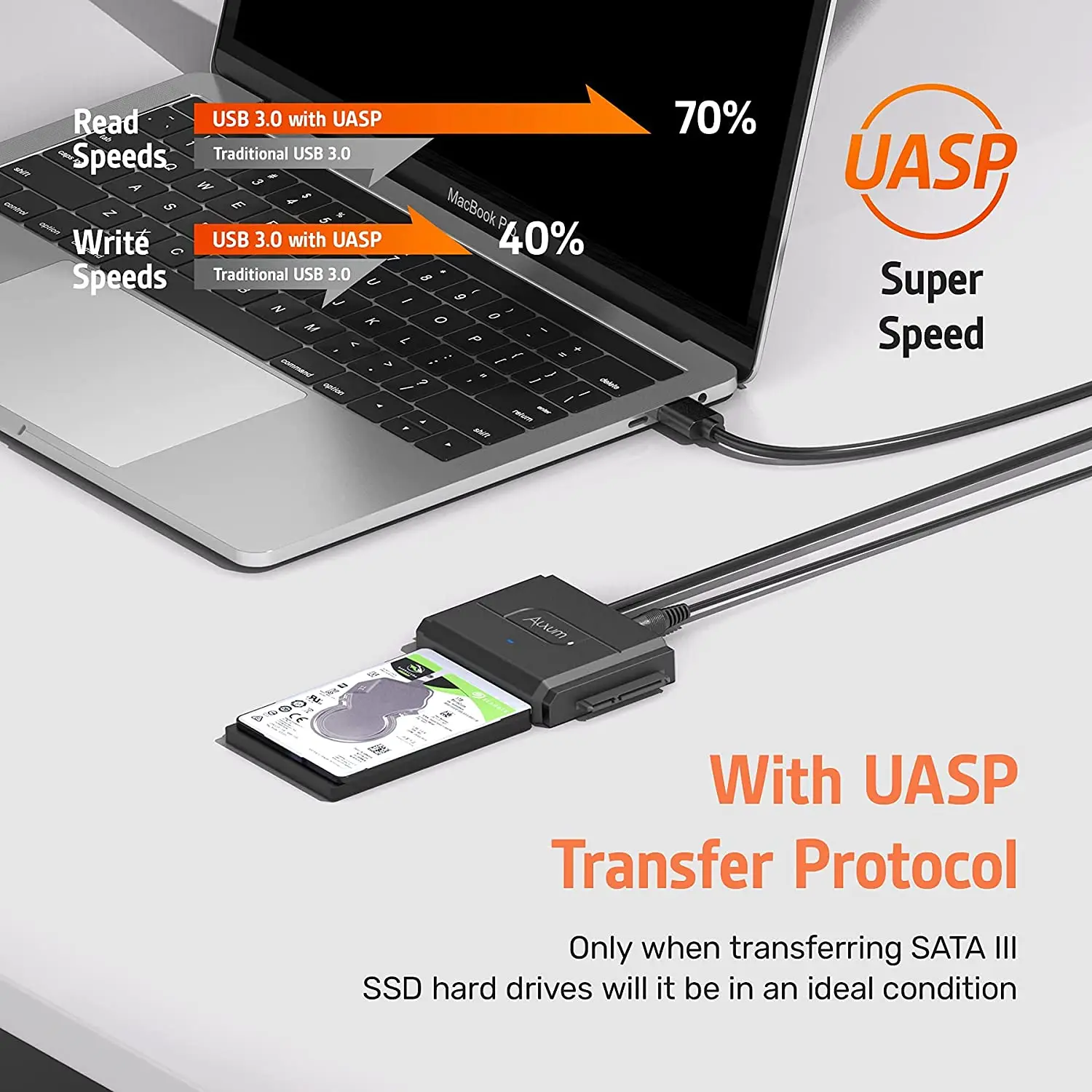 Alxum USB 3.0 To IDE/SATA Converter - Hard Drive Adapter For 2.5 & 3.5" Drives