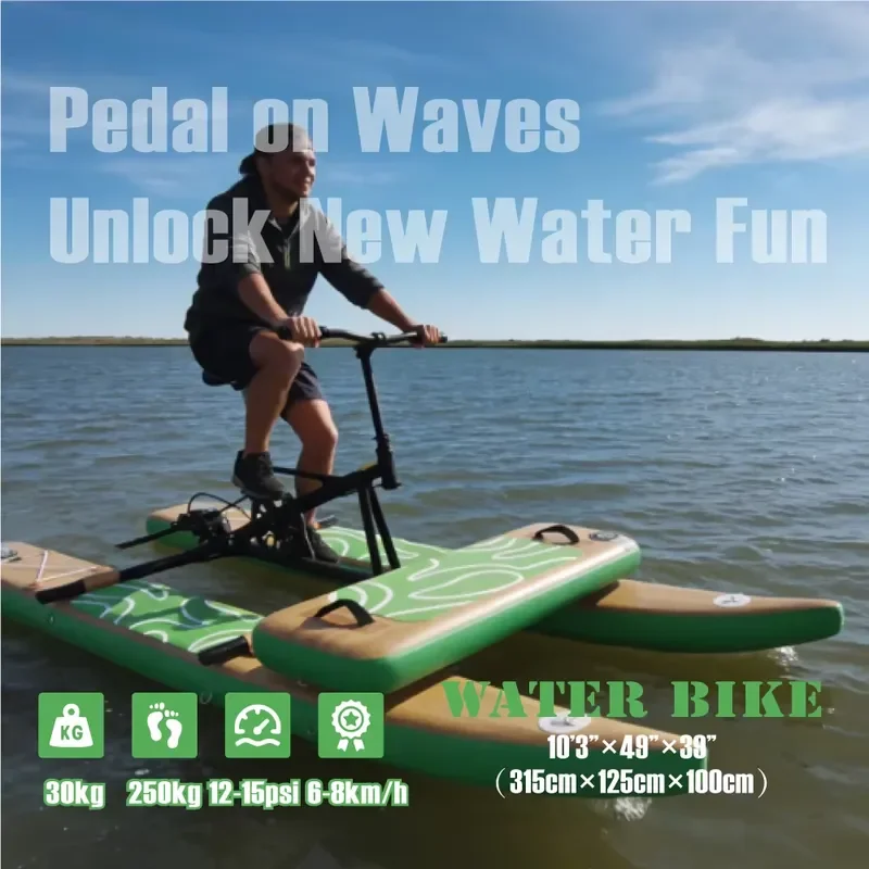 Inflatable Water Bike Drop Stitch PVC Pontoon Ultralight Portable Pedal Boat for River Use Single Person Lightweight Easy to