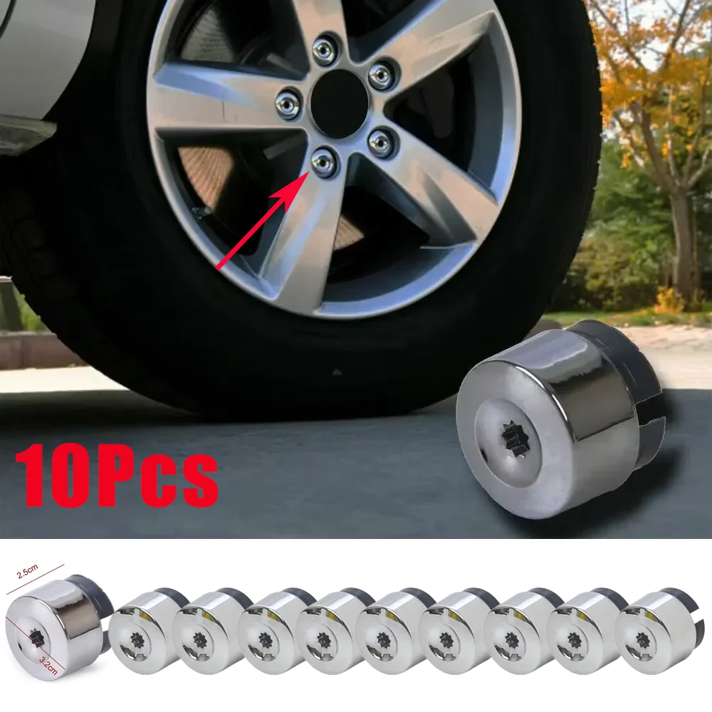 10Pcs Chrome Wheel Lug Bolt Nut Cap Cover7l6 601 173a 2zz For Vw Touareg 2004 - 2010 2011 2012 2013 2014