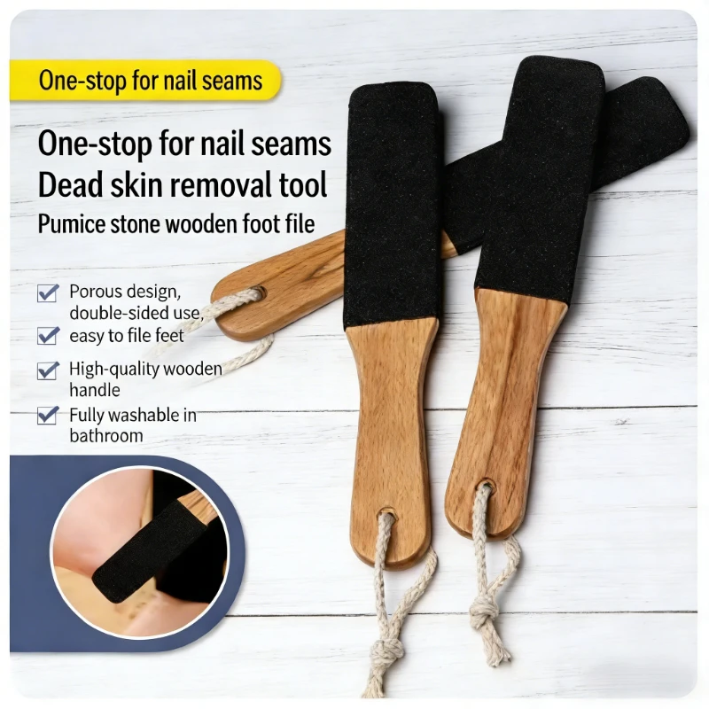 Puimsteen Houten Voetvijl Gereedschap voor het verwijderen van dode huidcellen Dubbelzijdige voetscrubber voor voeten