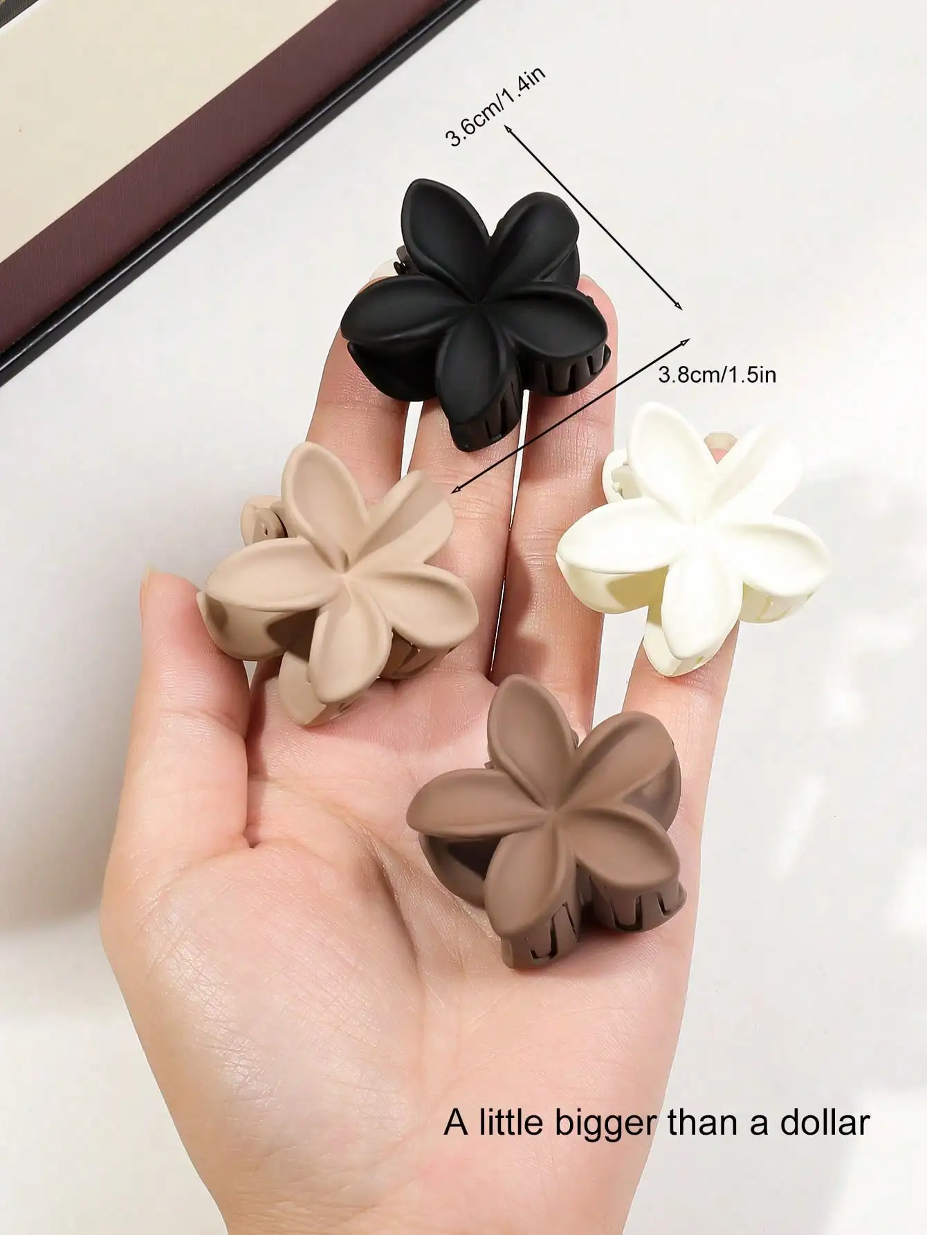 4 Stück mehrfarbige Blumen-Haarklammern für Frauen und Mädchen, rutschfest, niedlich, modisch, Haarschmuck, kleine Haarnadel, Krabben-Haarspange-Stil – Detail 6