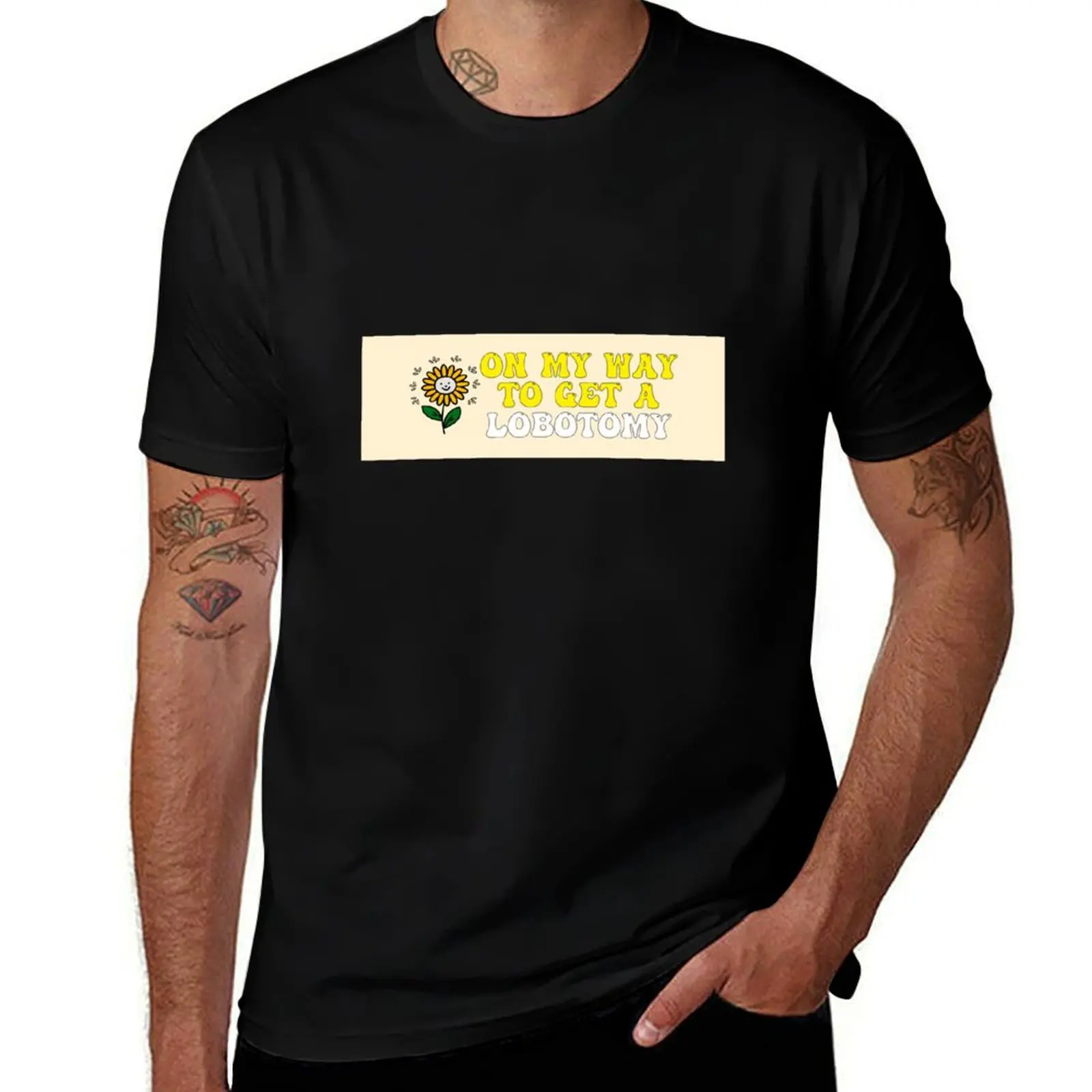 On My Way To Get A Lobotomy Funny Meme Bumper Sticker T-Shirt Casual Daily Graphic Tee T-Shirt
