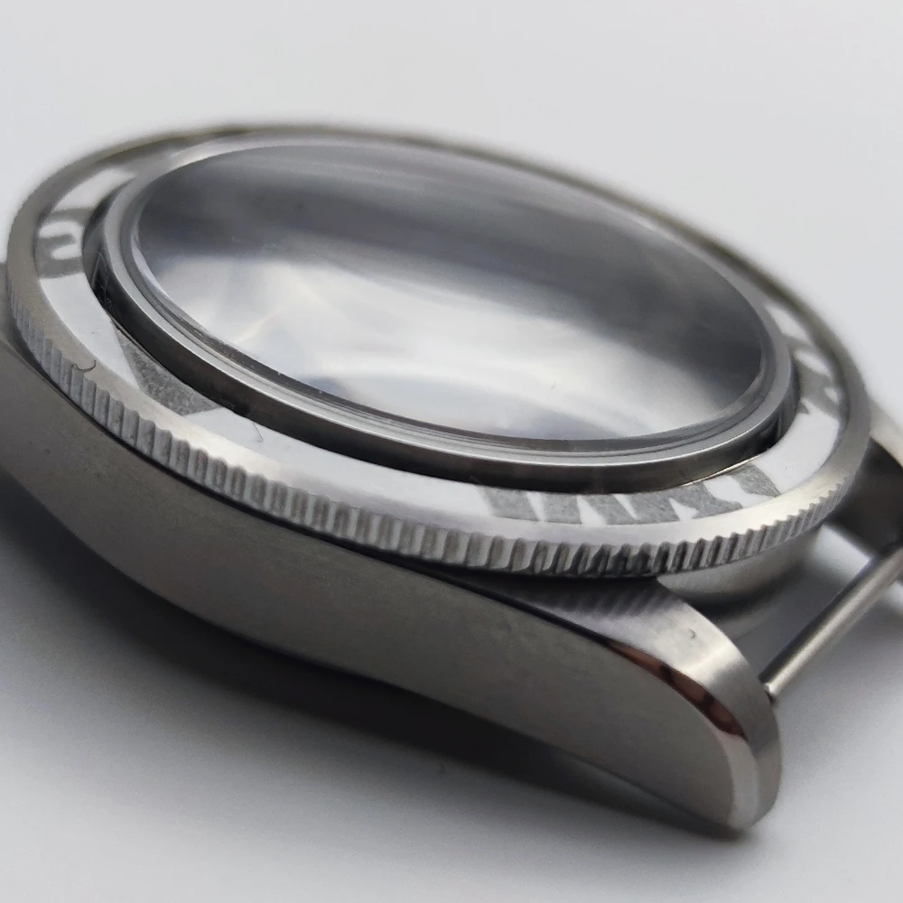 39mm Silver Watch Case Sterile Domed Sapphire Glass Solid Bottom Cover fit NH35 NH34 NH36 Movement image 4