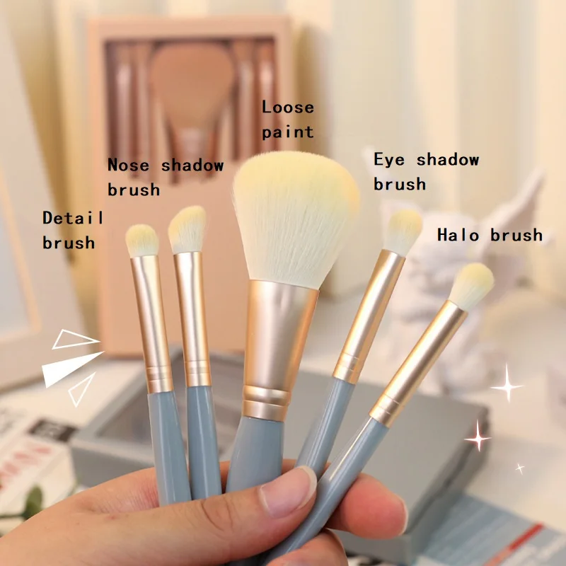 Makeup Brush Set With Mirror Portable Soft Nylon Hair Foundation Loose Powder Eye Shadow Blush Brush Beauty Make Up Tools