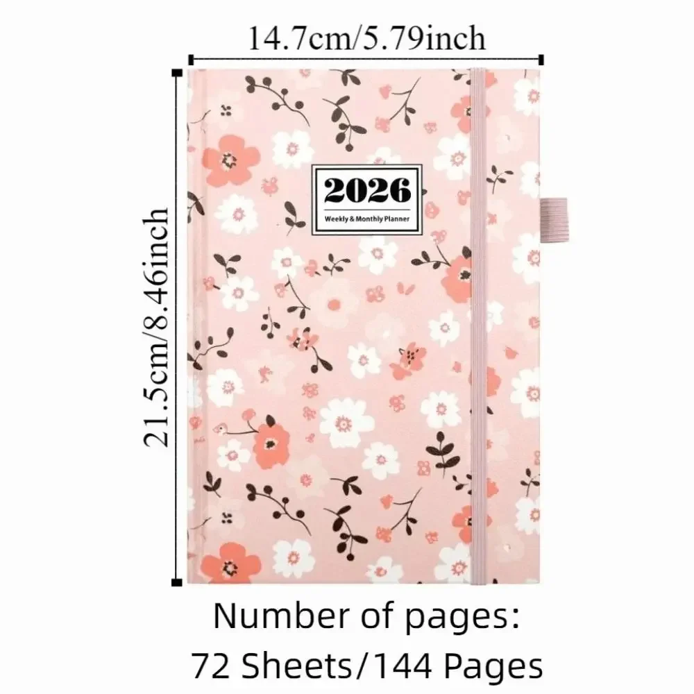 Portable A5 2026 Agenda Book Printed Pattern To Do List Daily Planner Planner Reminder Calendar Book Students
