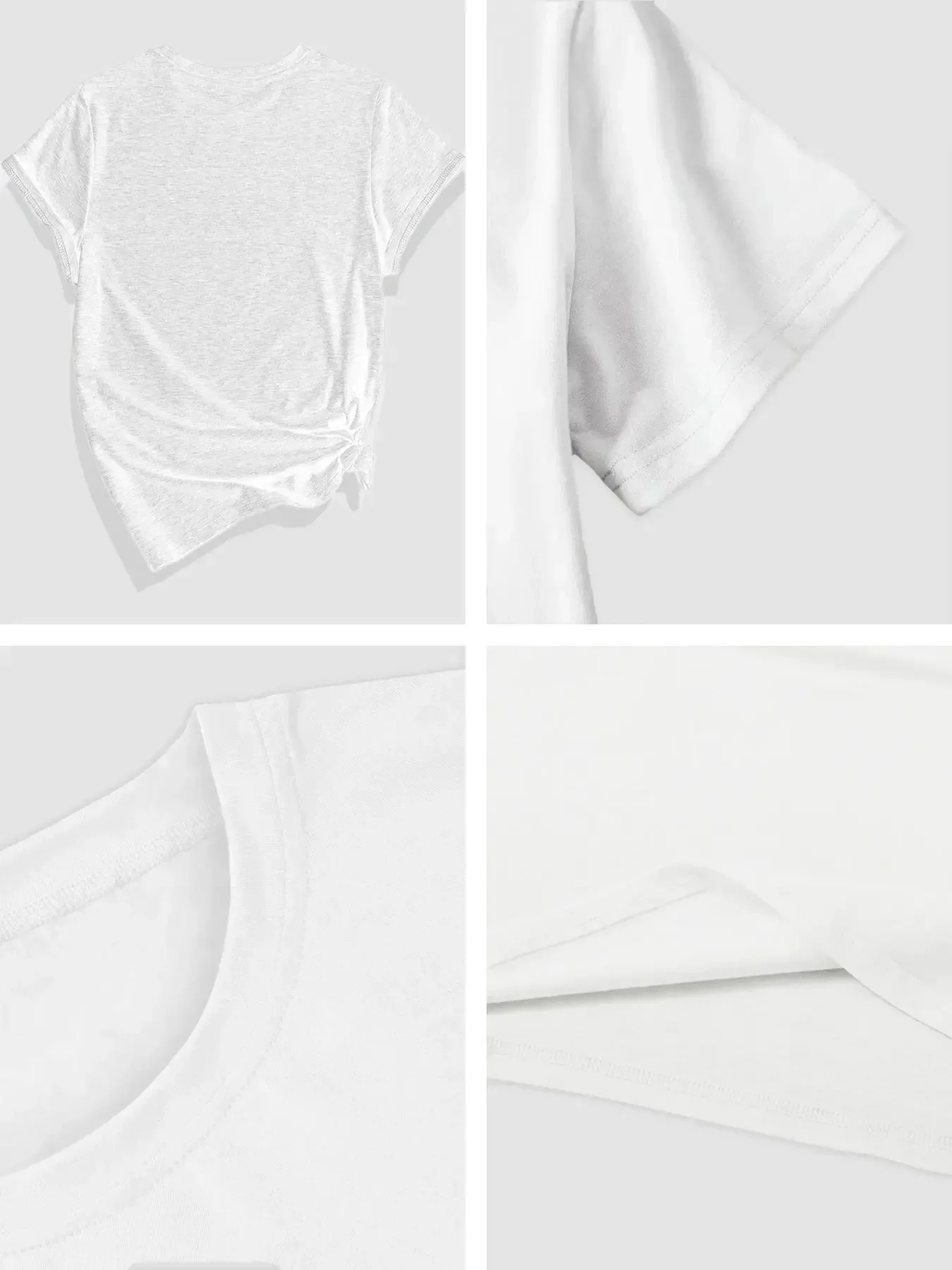 Talla grande [Top corto informal con cuello redondo] Camiseta con estampado de mariposas, Top informal de manga corta con cuello redondo para uso diario, ropa de mujer