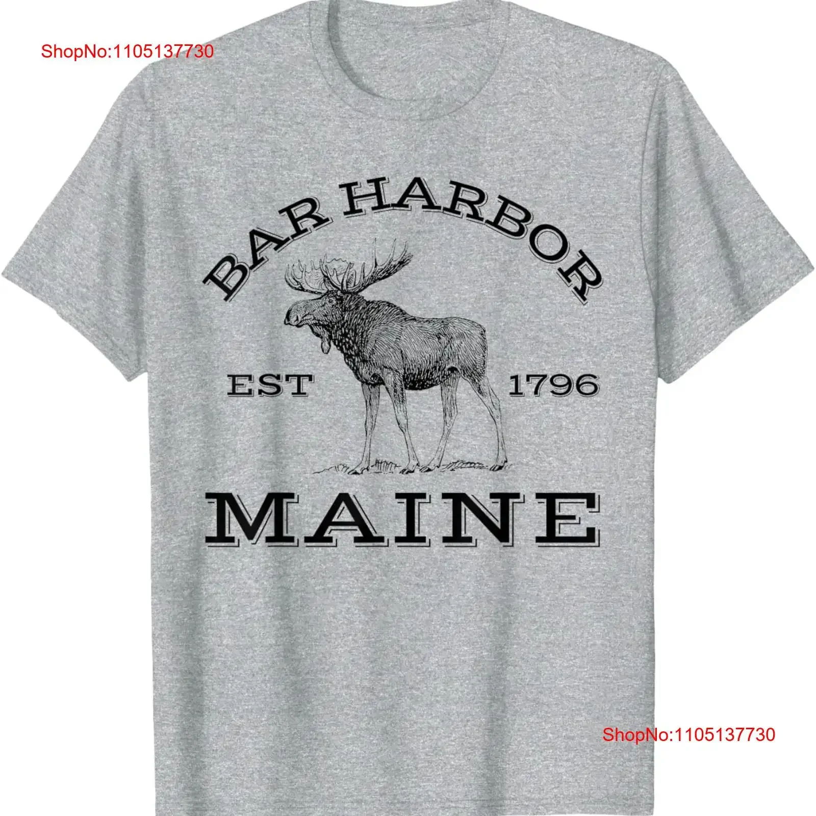 Bar Harbor Maine Moose Hiking Outdoors Acadia National Park T Shirt  vintage Washed Breathable Slightly Soft Versatile Unisex