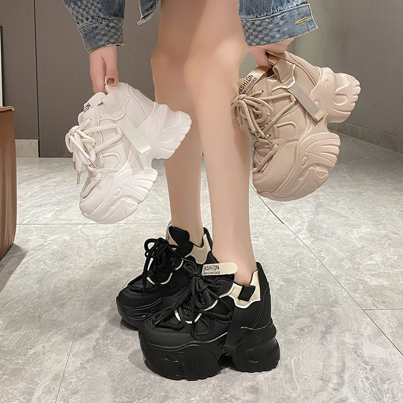 Women's Wedge Shoes Tennis Female Woman-shoes Sneakers Platform Trainers Roses Thick Sole 2025 Casual Lace-Up Synthetic Sewing W